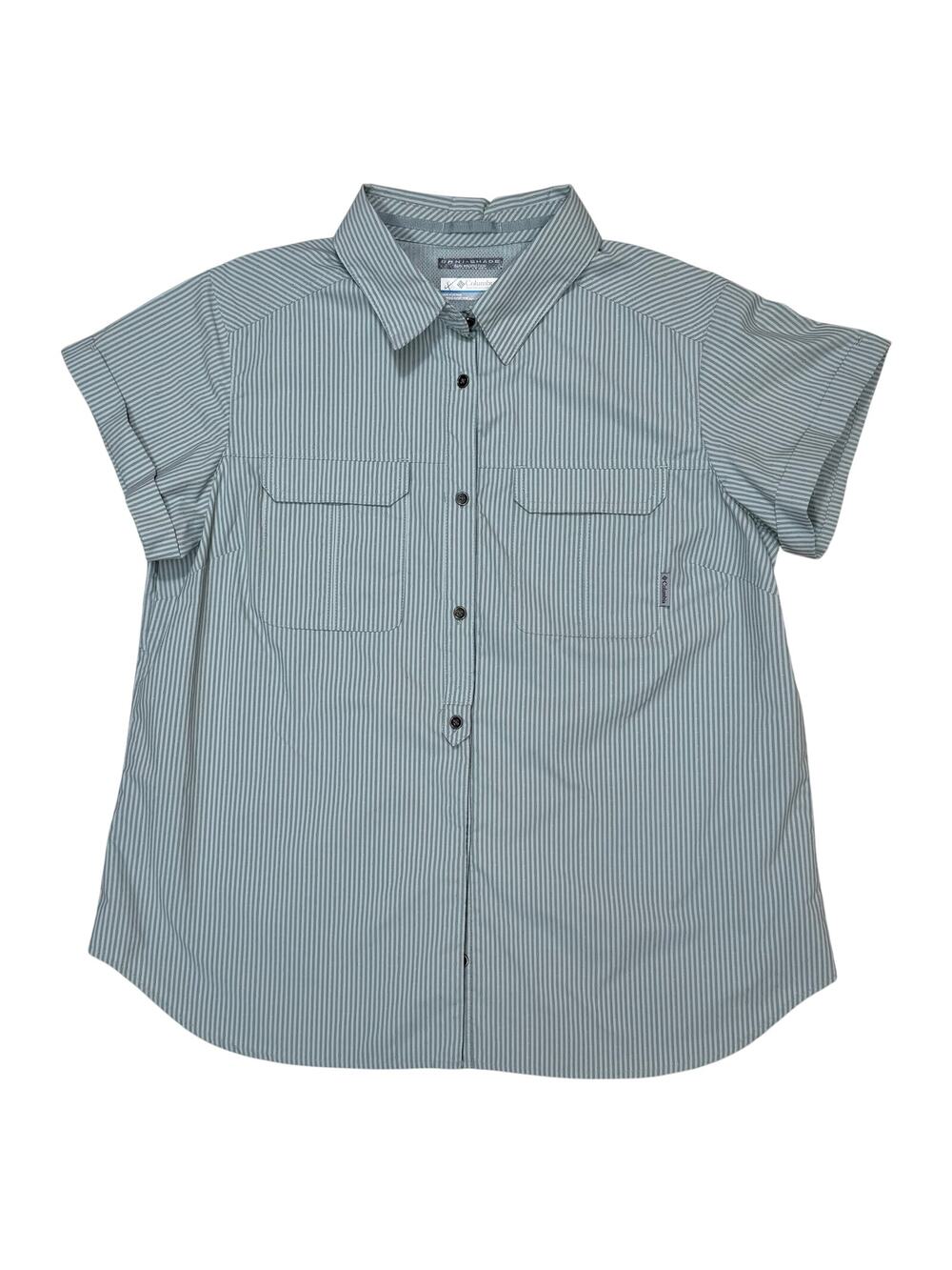 Columbia Button Up Shirt Womens Size XL Pilsner Peak Novelty Green Top